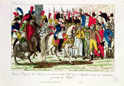 Das Volk von Paris begrüßt Napoleon (1769-1821) bei seiner Rückkehr von Elba im Jahr 1815 von French School